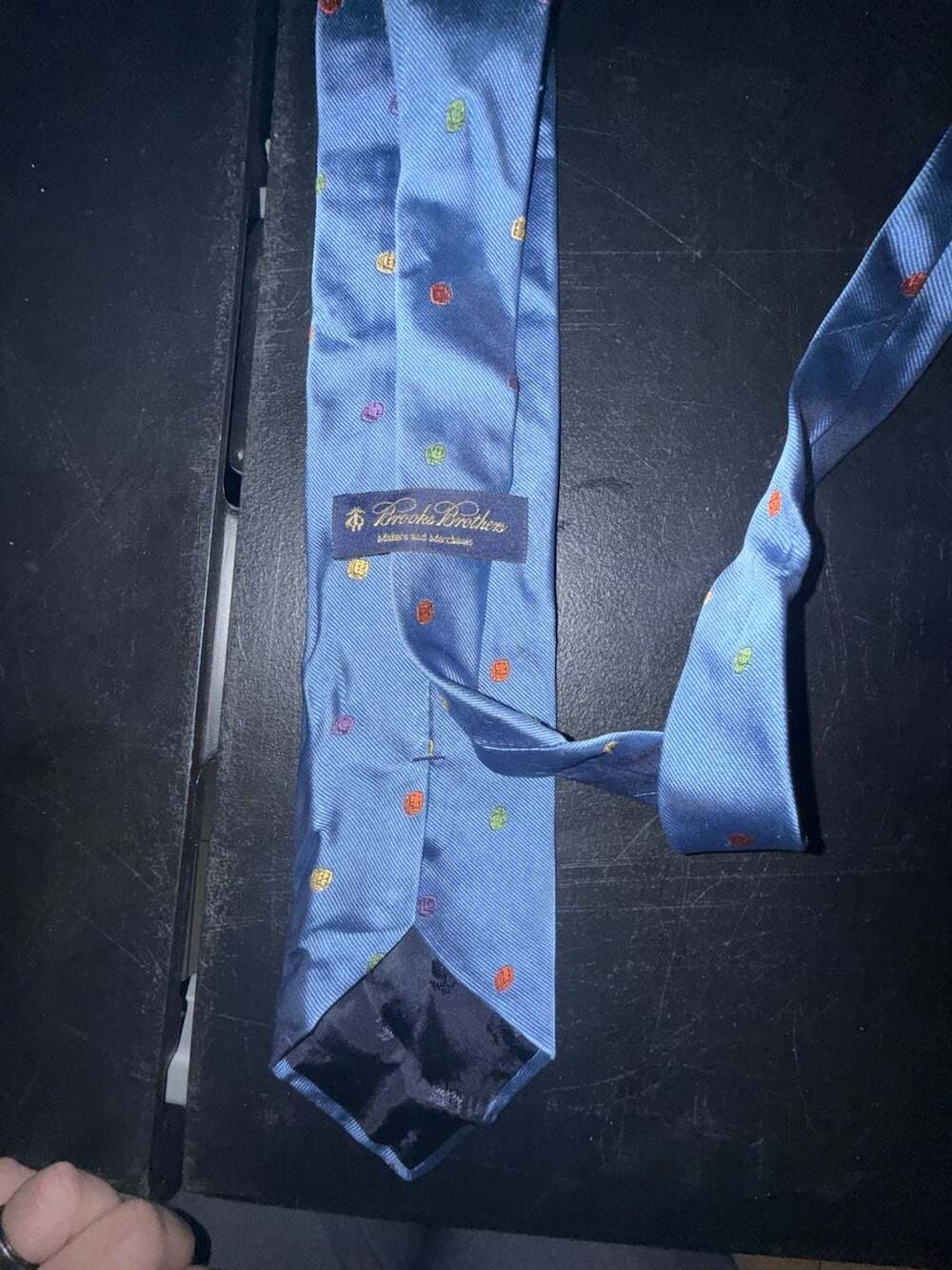 Brooks Brothers Makers and Merchants Silk Tie Blue with Multi-Color Polka Dots - Picture 4 of 5